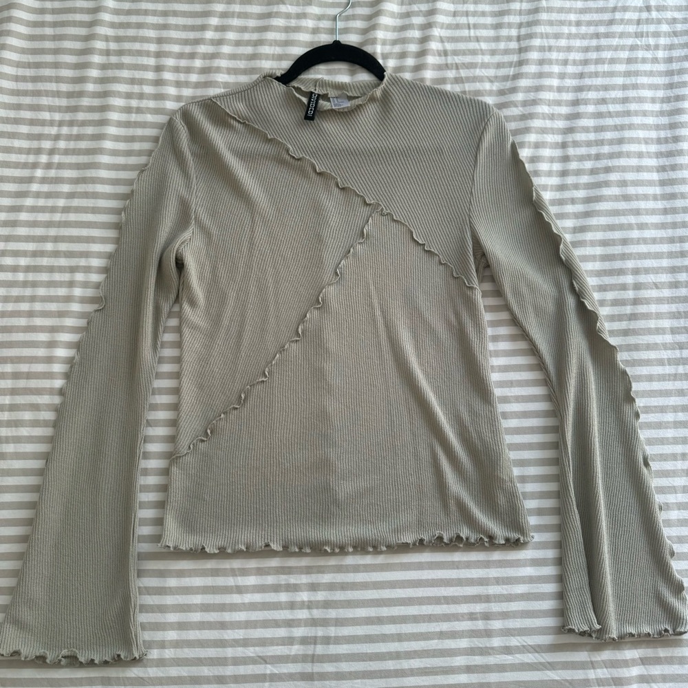 H&M Light Kaki Ribbed Top